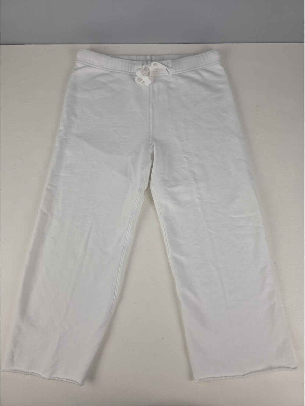 FRANK & EILEEN White Catherine Triple Fleece Cropped Pant SMALL *flaw